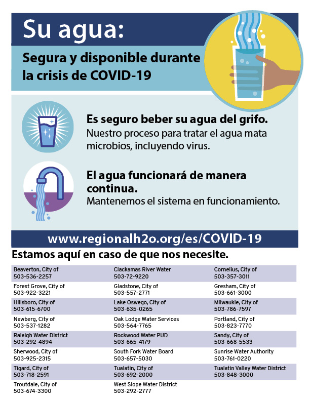 Su agua es segura y disponible durante la crisis de COVID-19