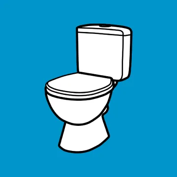 Illustration of a toilet against a light blue background