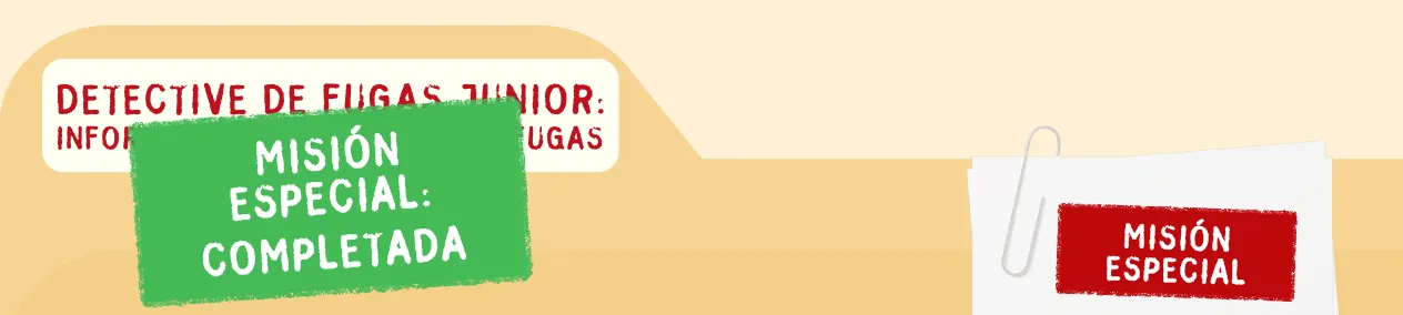 Ilustración de una carpeta sellada con la leyenda "misión especial: completada".